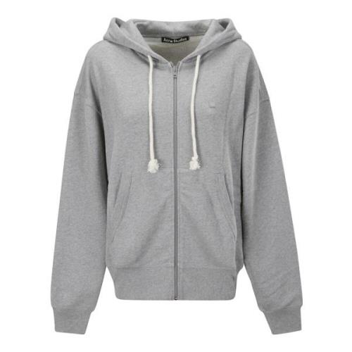 Acne Studios Oversized Grå Zip Hooded Sweatshirt Gray, Dam