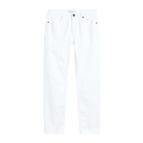 Calvin Klein Vit Slim Ankle Jeans för Kvinnor White, Dam