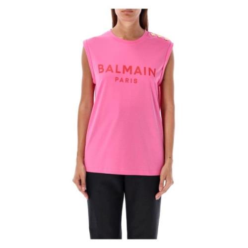 Balmain Fucsia Rose Tank Top Pink, Dam