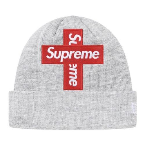 Supreme Begränsad upplaga Cross Box Logo Beanie Gray, Unisex