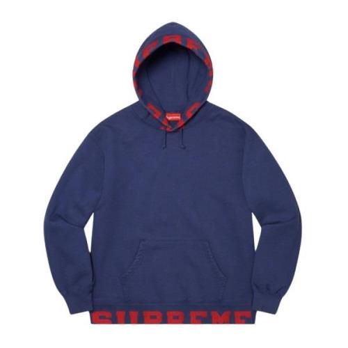 Supreme Mörkblå Cropped Logos Hoodie Limited Edition Blue, Herr