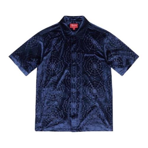 Supreme Spider Web Velvet Shirt Navy Blue, Herr