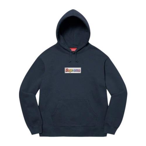 Supreme Begränsad upplaga Bling Box Logo huvtröja Navy Blue, Herr