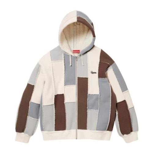 Supreme Patchwork Shearling Zip Up Hoodie Multicolor, Herr