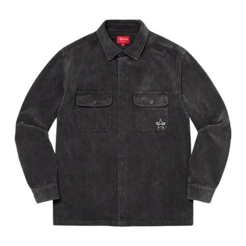 Supreme Svart Corduroy Skjorta med Fickor Black, Herr