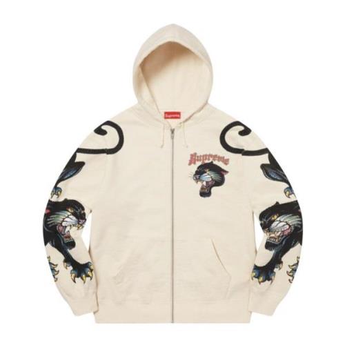 Supreme Begränsad upplaga Panther Hoodie Naturlig Beige, Herr