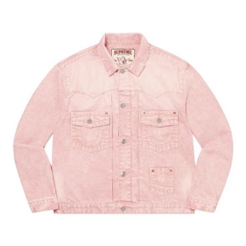 Supreme Begränsad upplaga Denim Trucker Jacket Pink Pink, Herr