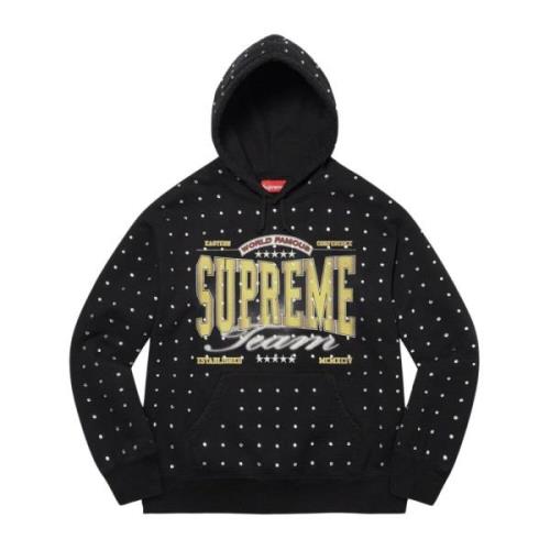 Supreme Begränsad Upplaga Rhinestone Hoodie Svart Black, Herr