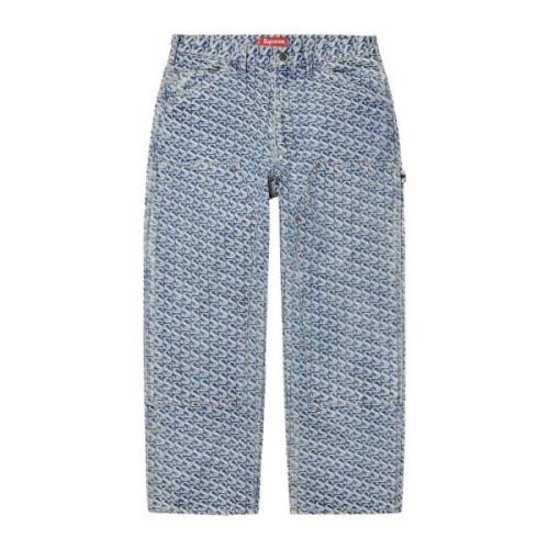 Supreme Begränsad Upplaga Dubbel Knä Denim Målare Byxa Blue, Herr