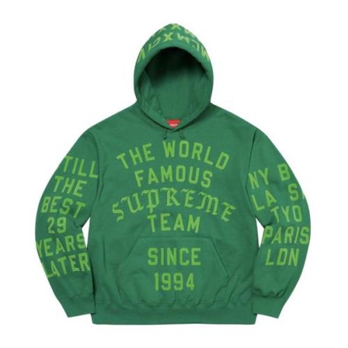 Supreme Begränsad Upplaga Grön Flocked Hoodie Green, Herr