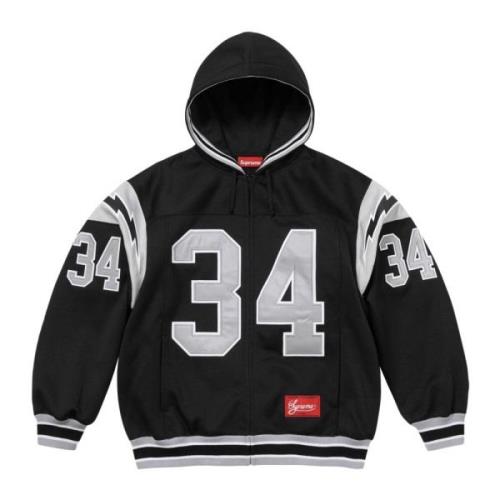 Supreme Begränsad upplaga Fotboll Zip Up Hoodie Svart Black, Herr