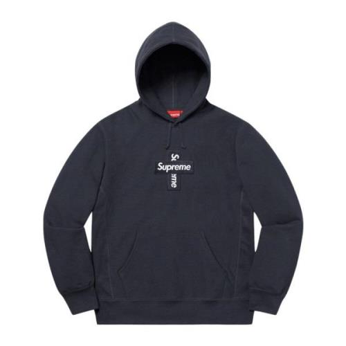 Supreme Begränsad upplaga Cross Box Logo Hoodie Navy Blue, Herr