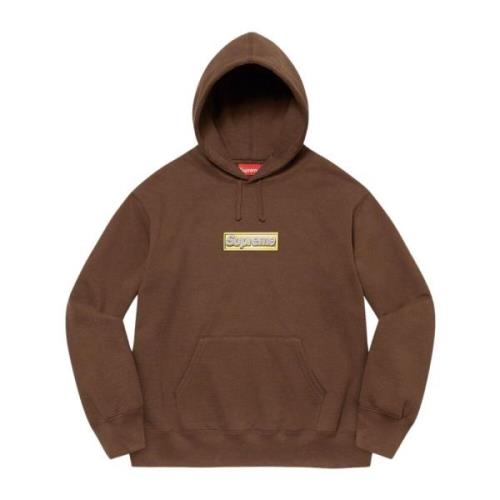 Supreme Begränsad upplaga Bling Box Logo Hoodie Mörkbrun Brown, Herr