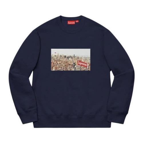 Supreme Begränsad Upplaga Stad Aerial Crewneck Navy Blue, Herr