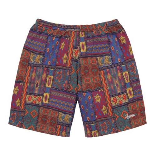 Supreme Färgglada Patchwork Stickade Shorts Begränsad Upplaga Multicol...