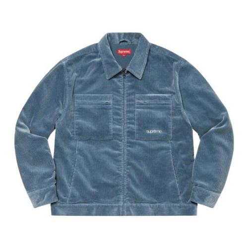 Supreme Blå Corduroy Zip Jacket Limited Edition Blue, Herr