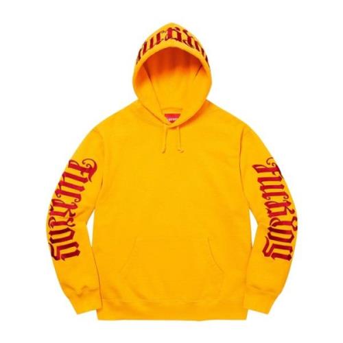 Supreme Begränsad upplaga Ambigram Hoodie Bright Gold Yellow, Herr