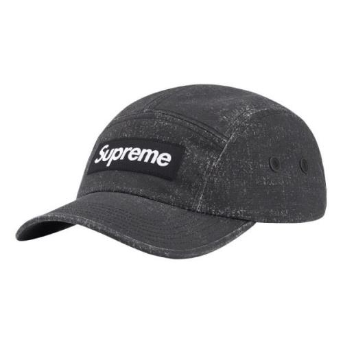 Supreme Begränsad upplaga Coated Cordura Camp Cap Black, Unisex