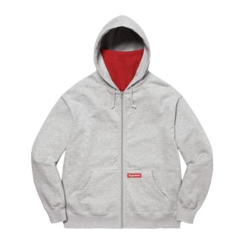 Supreme Dubbel Huva Dragkedja Hoodie Heather Grå Gray, Herr