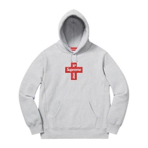 Supreme Begränsad upplaga Cross Box Logo Huvtröja Gray, Herr