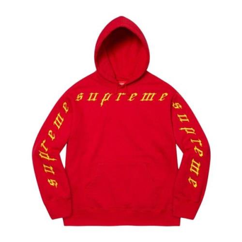 Supreme Begränsad Upplaga Upphöjd Broderi Hoodie Röd Red, Herr