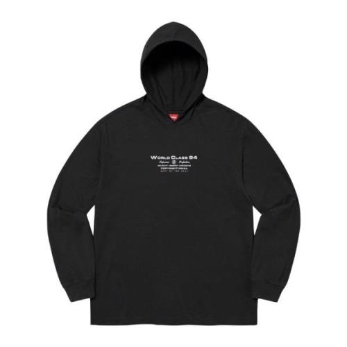 Supreme Bästa huva långärmad topp svart Black, Herr