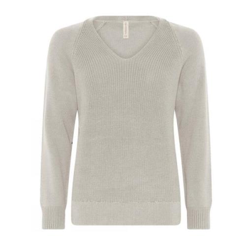 Skovhuus V-ringad Casual Pullover Blus Melange Gray, Dam