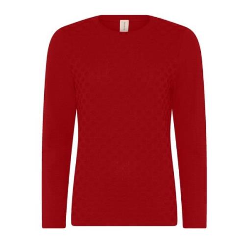 Skovhuus Prickig Struktur Pullover Blus Roccoco Red, Dam