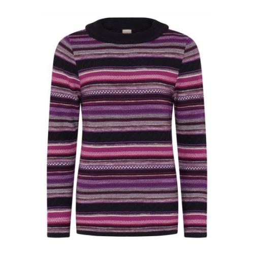 Skovhuus Randig Jacquard Pullover Blus Mörklila Multicolor, Dam