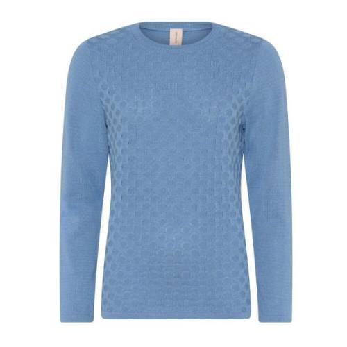 Skovhuus Prickig Struktur Pullover Blus Pool Blå Blue, Dam