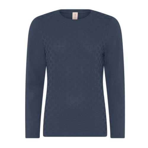 Skovhuus Prickig Struktur Pullover Blus Indigo Blue, Dam