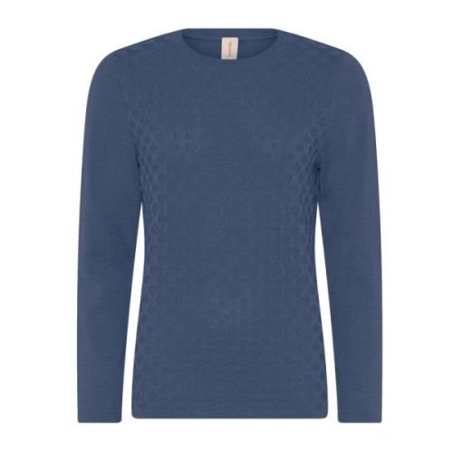 Skovhuus Prickig Struktur Pullover Blus Indian Blue, Dam