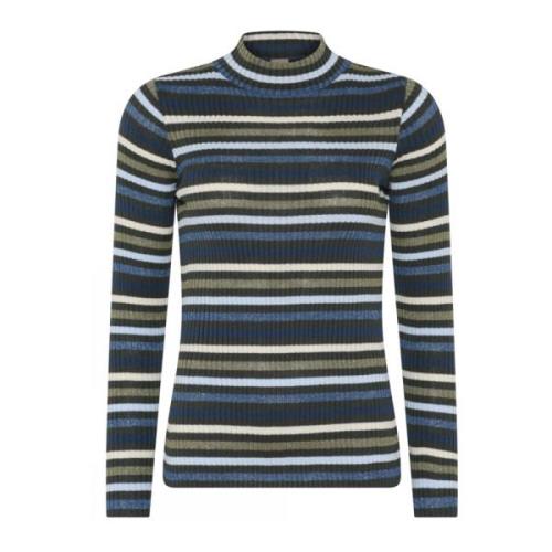 Skovhuus Randig Ribbstickad Pullover Blus Agave Multicolor, Dam