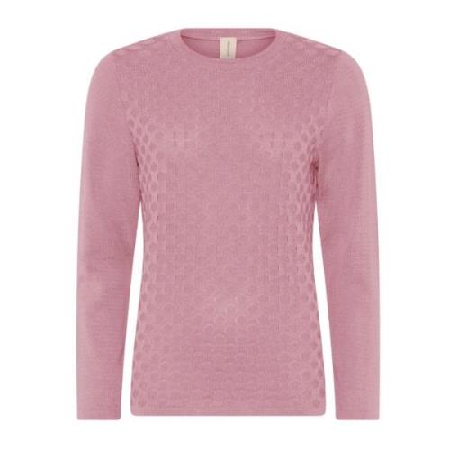 Skovhuus Prickig Struktur Pullover Blus Geranium Pink, Dam