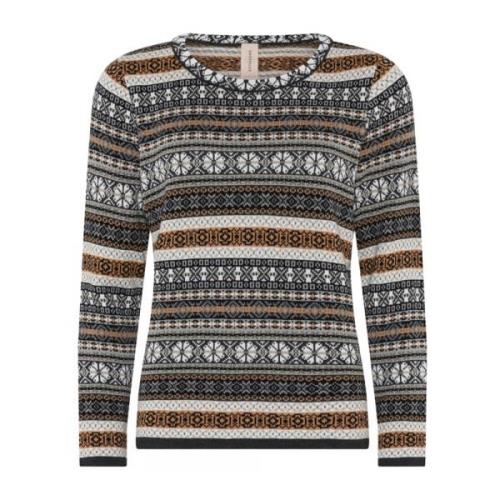 Skovhuus Jaquard Pullover Blus Grå/Sirap Multicolor, Dam