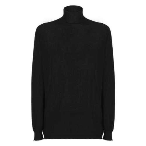 Rick Owens Svart Ull Turtleneck Tröja Black, Herr