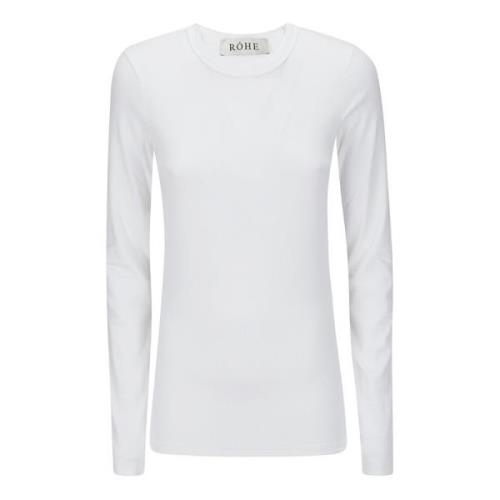 Róhe Ribbad Bomull Långärmad T-shirt White, Dam