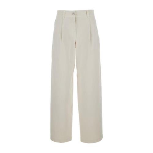 Brunello Cucinelli Vita Baggy Fit Jeans med Bältesöglor White, Dam