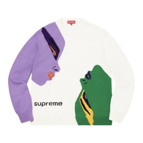 Supreme Begränsad upplaga Faces Sweater Cream Multicolor, Herr