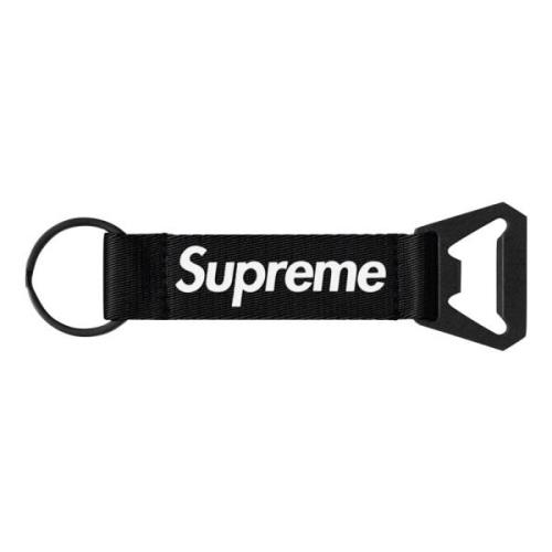 Supreme Svart Webbing Nyckelring Flasköppnare Black, Unisex