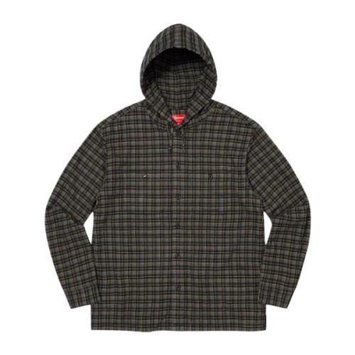 Supreme Mini Plaid Hooded Shirt Black Multicolor, Herr