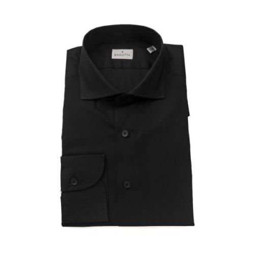 Bagutta Elegant Slim Fit Svart Skjorta med Fransk Krage Black, Herr