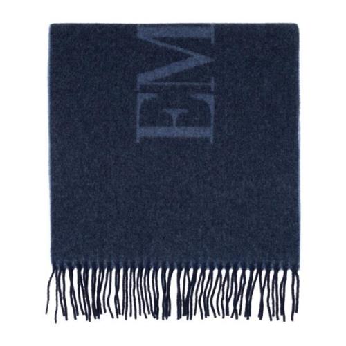 Emporio Armani Ullscarf med logotyp Blue, Herr