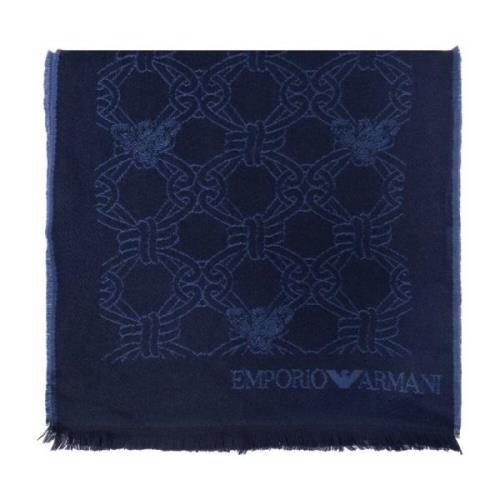 Emporio Armani Ullscarf med logotyp Blue, Herr