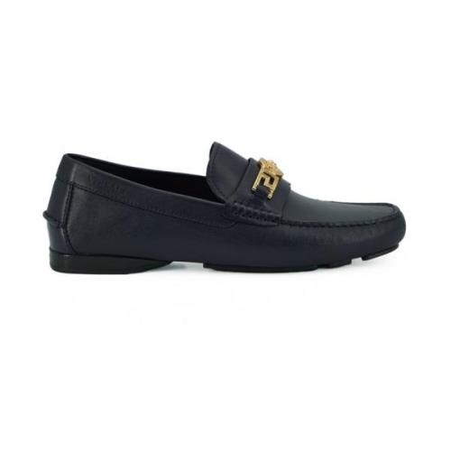 Versace Marinblå Kalvskinn Loafers Blue, Herr