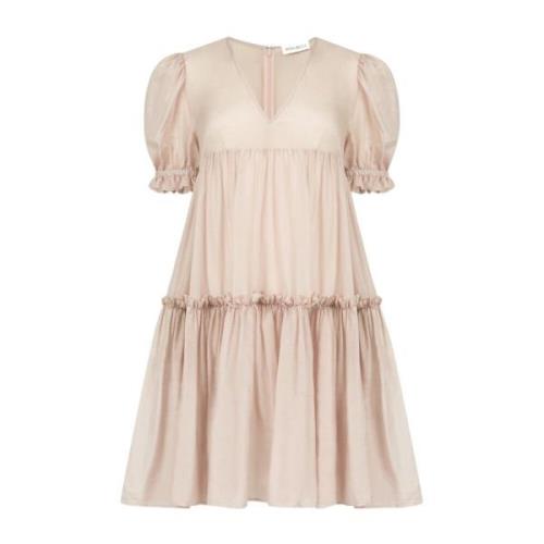 Nina Ricci Silk Bomull Babydoll Klänning Rosa Pink, Dam