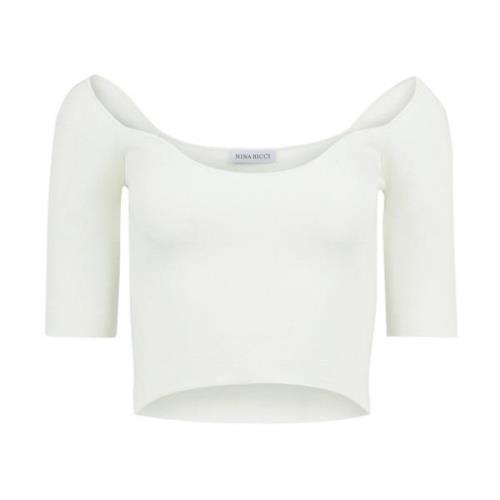 Nina Ricci Off White Heart Neckline Cropped Top Beige, Dam