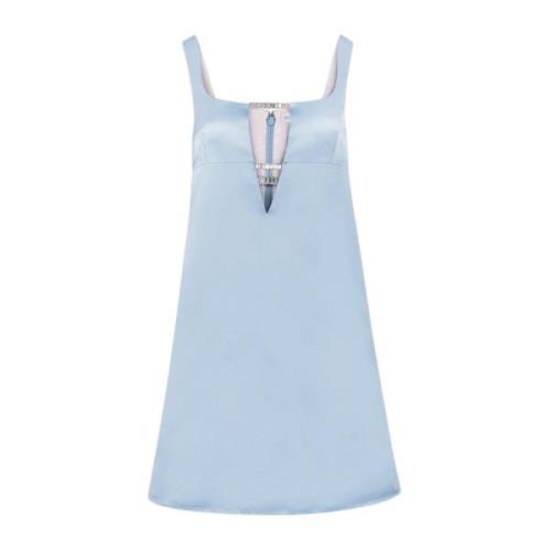 Nina Ricci Blå Satin Mini A-Linje Klänning Blue, Dam