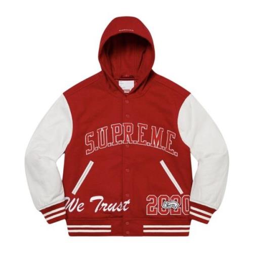 Supreme Begränsad Upplaga King Hooded Varsity Jacket Röd Red, Herr