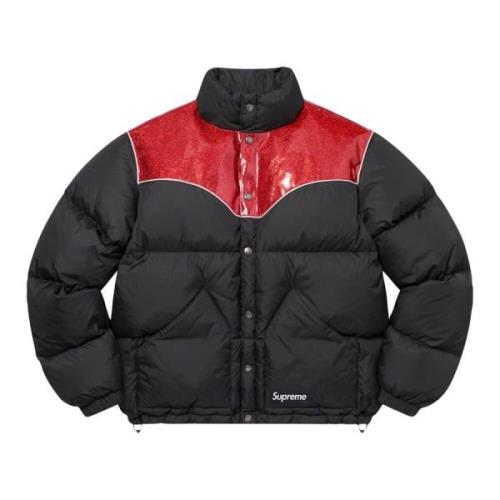 Supreme Glitter Yoke Down Puffer Jacket Svart Black, Herr